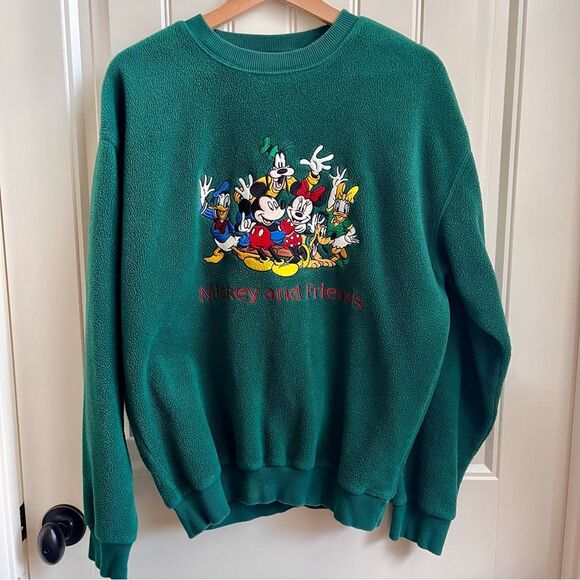 Vintage DISNEY Store Fleece Sweatshirt Embroidered Mickey Minnie Donald Goofy - Picture 4 of 7